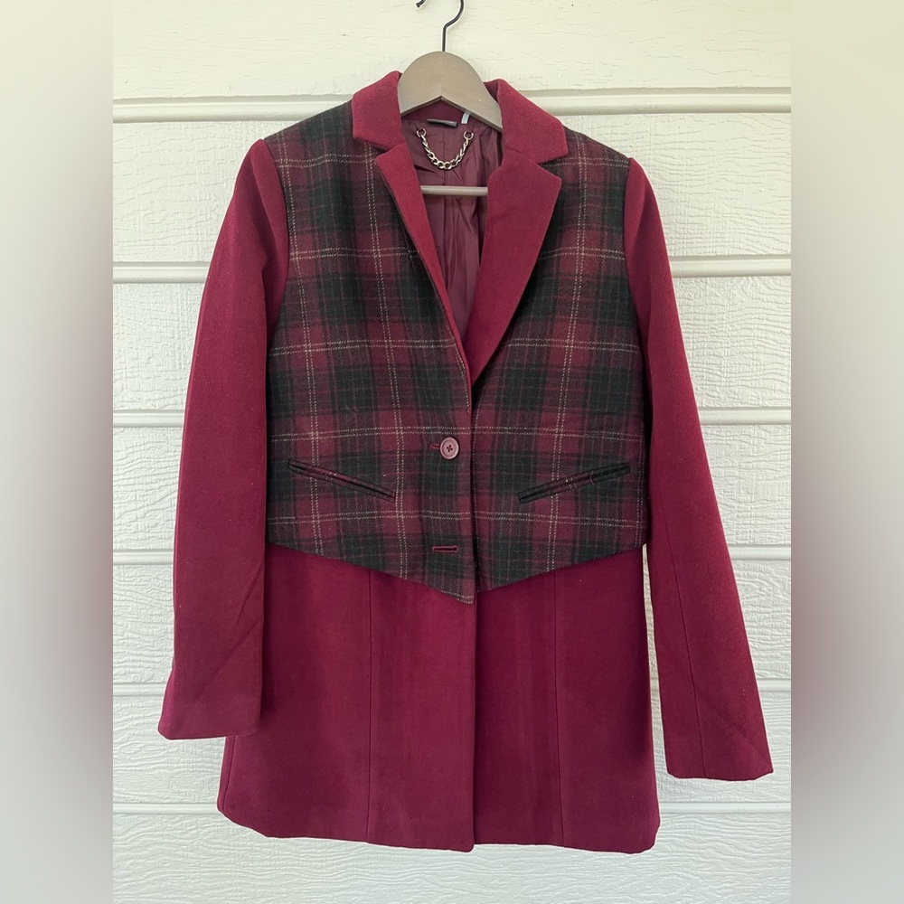 Urban Outfitters Sparkle & Fade Plaid Vest Blazer Jacket